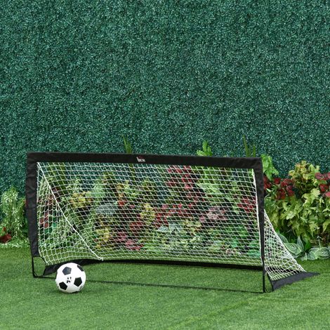 Set di 2 porte da calcio per esterni, gabbia portatile con borsa per il trasporto in tessuto Oxford, 183 x 90 x 90 cm, bianco e nero