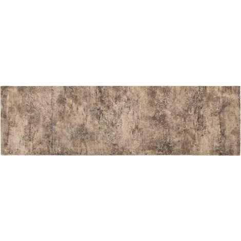 Küchen Teppich Brauner Beton 180 x 60 cm 100% Polyamid Waschbar vidaXL