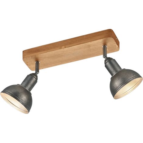 Plafonnier en bois Delhi Spots 2 lumières argent antique - 803400267 (1/4)