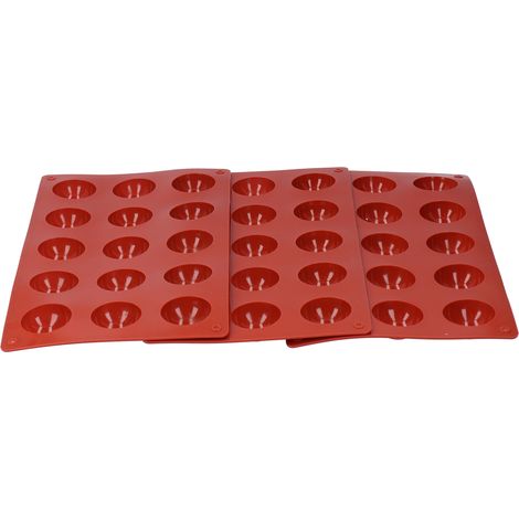 3-teilige Schokoladenform, 15 halbkugelförmige Mulden aus lebensmittelechtem Silikon, Dessertbackutensilien (1/5)