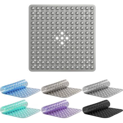 1 Tapis De Douche, Ventouses Puissantes, Pvc Antidérapant, Drainage Rapide, Pour Salle De Bain (1/5)