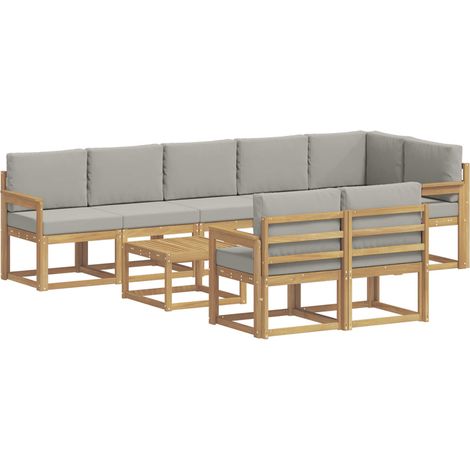 Set di divani da esterno 9 pz Bianco e Grigio Chiaro vidaXL (1/5)
