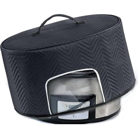 Slow cooker cover with transparent window and aluminum lining – Dust cover for 6-8 liter oval multicookers, heat retention case with storage pocket (1/5)