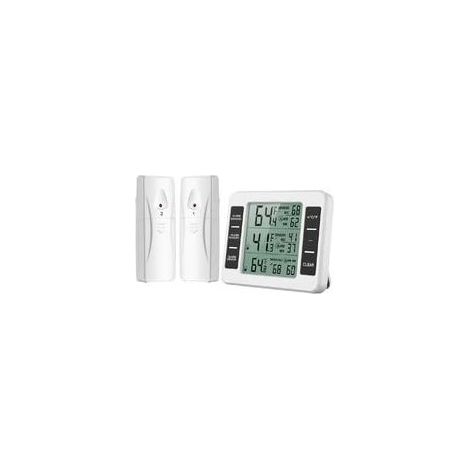 (Nouvelle version) AMIR Thermomètre de réfrigérateur, thermomètre intérieur extérieur sans fil, capteur de température avec alarme sonore Jauge de température pour congélateur Cuisine Maison (Batterie (1/5)