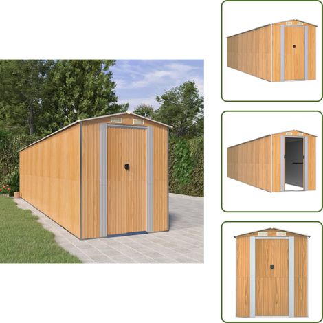 Geräteschuppen Hellbraun 192x772x223 cm Verzinkter Stahl - Geräteschuppen - Gartenhaus - Werkzeuglager - Außenschrank - Stauraum (1/5)