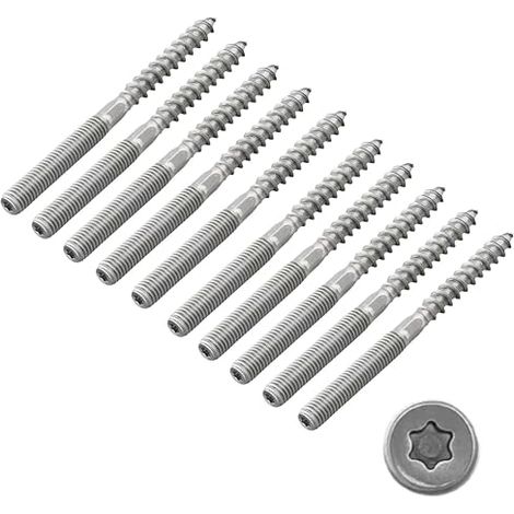 Vis à double filetage M10 x 200 mm - Vis à bois à six pans creux - En acier au carbone - Pour le montage de meubles et de produits en bois (1/5)