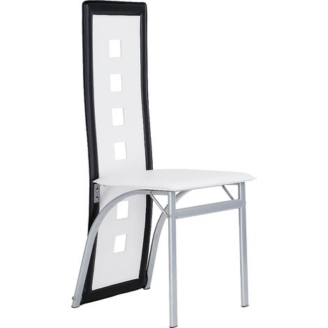 Haloyo Lot de 8 Chaises de Salle à Manger,Chaise de Cuisine avec avec Assise et Dossier en PU,Pieds en Métal, blanc et noir (1/5)