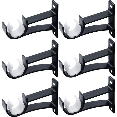 Support de tringle à rideaux - Fixation plafond - Lot de 6 - Aluminium épais - Tige 25,4 mm - Vis et ancrages (1/5)
