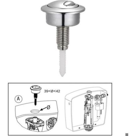 Double Chasse Eau WC - Bouton poussoir Installation facile - Réservoir toilettes - Argent 48 mm (1/5)