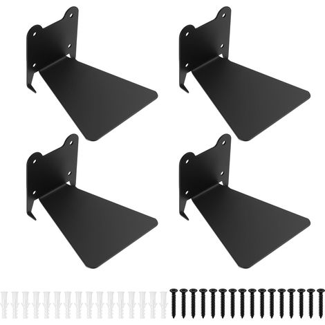 “4 Stück Unsichtbares Schwebendes Bücherregal Wandregal Bücherregale, Metall Bücher Wandregal Schwebendes Regal Schwarzes, für Wohnzimmer Büro Schlafzimmer Deko Floating Bookshelf ALS Bücherhalter (1/5)