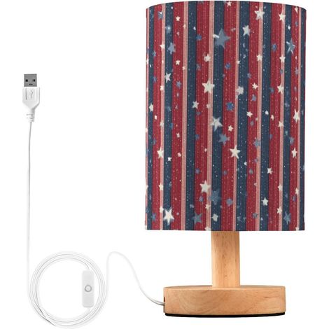Kcldeci Lampe de chevet pailletée à rayures rouges et étoiles (1/5)