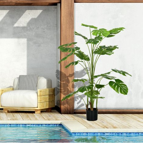 Planta artificial Monstera, 180 cm, aspecto realista, maceta incluida, plástico verde (1/5)
