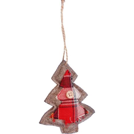 Adorno navideño, colgante para árbol de Navidad, de tela, 12 cm, rojo. (1/2)