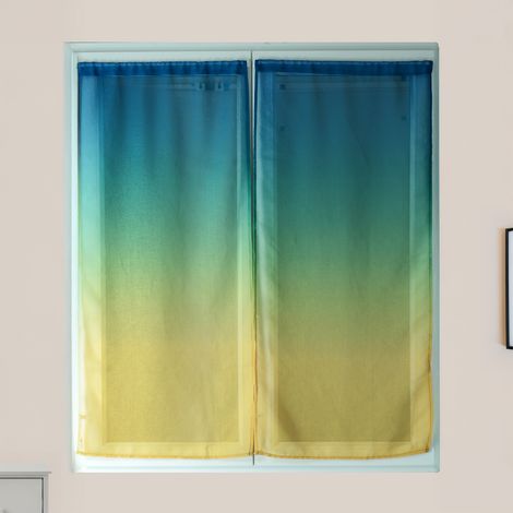 Paire de voilage en étamine imprimée dégradée Vert 60x 135 cm