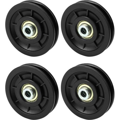 Puleggia con cuscinetti in nylon da 90 mm – Confezione da 4, carico massimo 450 kg, compatibile con funi fino a 7 mm