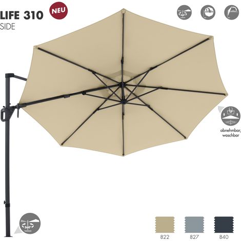 Doppler LIFE Side ø 310 cm rund Pendelschirm Sonnenschirm Ampelschirm in 3 Farben