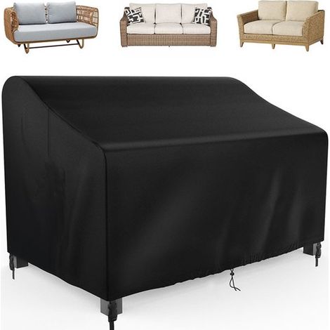 Funda para banco de exterior, resistente, 210D, con ventilación, resistente a la intemperie, 74 x 26 x 35 pulgadas, Negro, 190 x 66 x 89 cm (1/5)