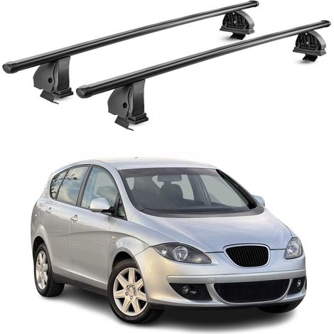 OMAC Stahl Dachträger Querträger Seat Altea 2004-2015 – TÜV / DIN 75302:2019 – Abschließbar – Max. 75 kg – 2 Stangen – Schwarz (1/5)