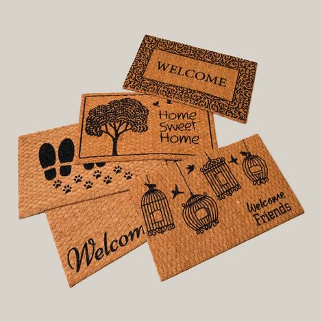 Paillasson coco tressé Panama – Résistant et décoratif – Dimensions 40 x 70 cm – Pour entrée de maison – Asturdintex