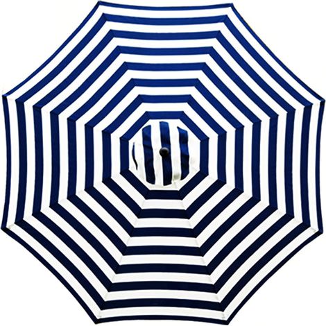 Auvent de remplacement pour cadre de parasol à 8 baleines, tissu de remplacement pour housse de parapluie, housse de parasol de jardin, blanc bleu, diamètre 2.7m