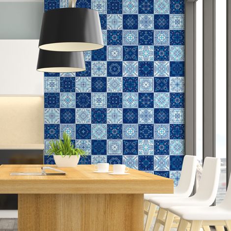 Sticker Mural Carrelage adhésif Cuisine Salle de Bain - 60 STICKERS CARRELAGES BOHÈME TIALOC - 60stickers10x10cm (1/5)