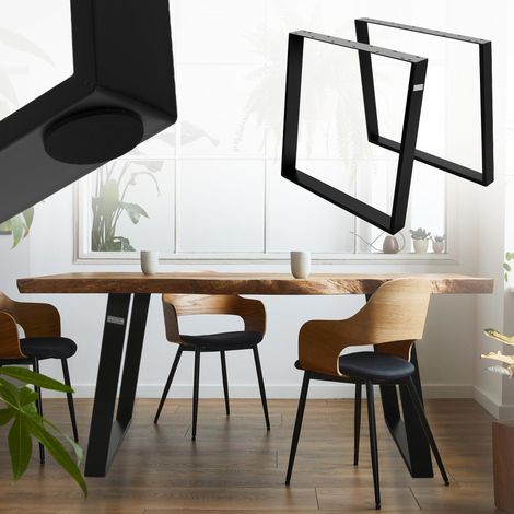 ML-Design 2x Patas de Mesa Inclinadas 80 Grados 75 x 72 cm Soporte Negro Mate de Acero Bastidor para Mesa Base Tablero Sostén para Esctritorio Pie Armazón Velador Marco Diseño Industrial (1/5)