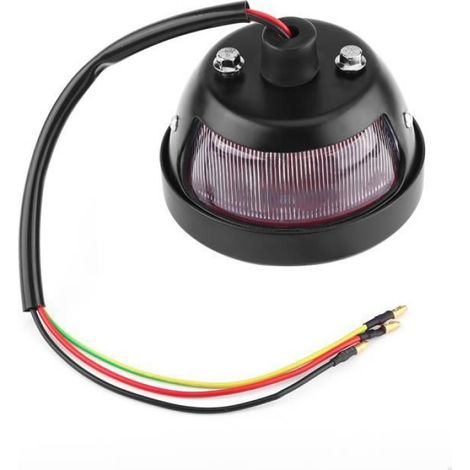 Feu Arrière - Feu Stop Moto Scooter ATV Ronde 10 x 6 cm - Noir - 12 V - 20 W - Pour Bobber Chopper - Unité (1/4)