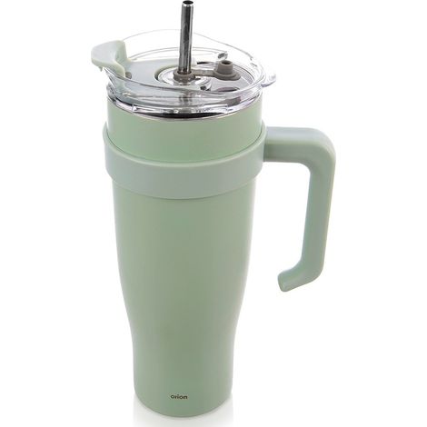Große Thermoskanne mit Griff, Edelstahl, Erdbeer-Minze, für Kaffee, 1,2 l