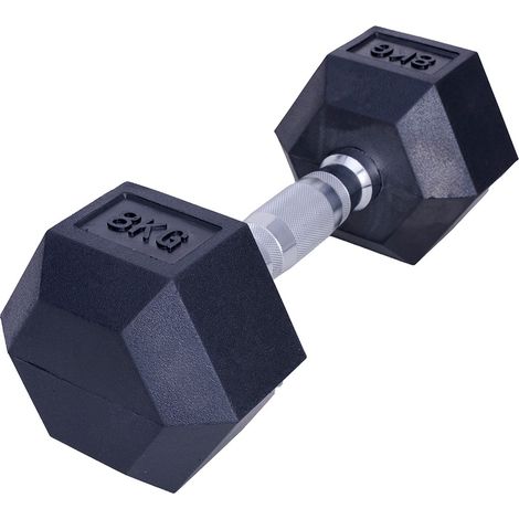 Haltères hexagonales - caoutchouc noir - 8 kg - lot de 2