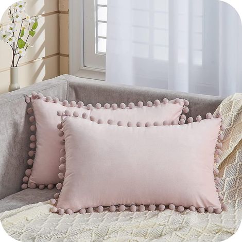 housse Coussin 30x50 Cm Decoration Voiture Lot De 2 Housse De Coussin Rectangulaire Rose Pour Deco Chambre Bebe En Velours Doux (1/5)