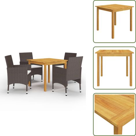 Sedie da esterno - vidaXL Set Mobili da Pranzo per Giardino 5 pz Marrone - Tavolo in legno