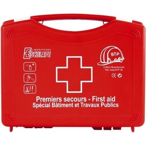 Estuche de primeros auxilios lleno Polypro Asep Btp 10 Rojo