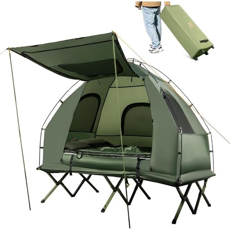 COSTWAY Tenda da Campeggio, Tenda da Campeggio 5 in 1 con Materasso ad Aria, Cuscino, Sacco a Pelo, Copertura Esterna Impermeabile, per Campeggio Arrampicata All'aperto Viaggio (1/5)