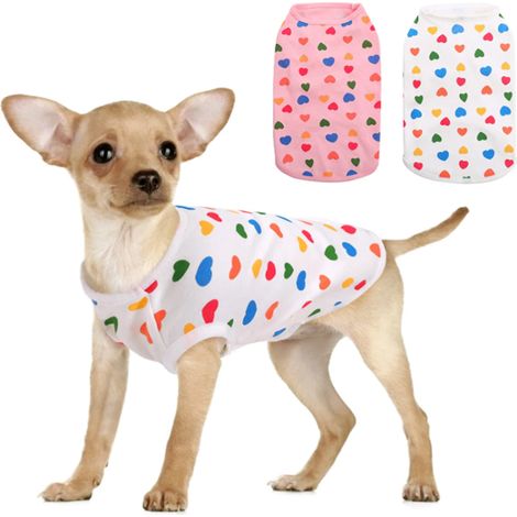 Gilet Pour Chien - Coton Et Polyester - Motif Coeur - Été Et Printemps - Lot De 2 Pièces (1/5)