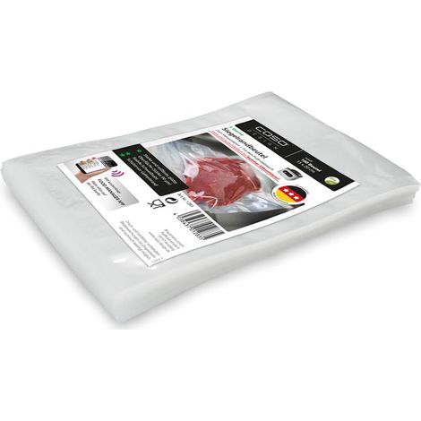 CASO Linea 3 Stelle Sacchetti Sottovuoto per Alimenti, 100 Buste 15 x 20 cm per macchine a campana, adatti alla cottura Sous Vide, senza BPA, spessore 90 μm, Made in Europe