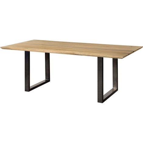 Esstisch Mango 160x90x76 natur lackiert / Epoxid schwarz, U-Beine anthrazit glänzend EPOXYMassivmoebel24 GmbH