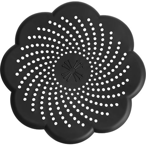Couvercle de siphon de sol noir en forme de fleur, couvercle de siphon de sol en silicone anti-colmatage et résistant aux odeurs pour évier de cuisine (1/5)