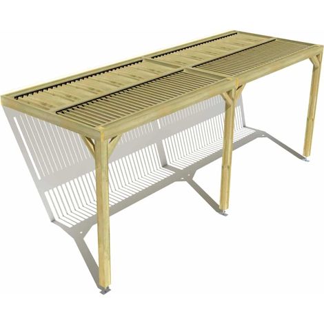 Pergola bois • 6m x 2m • adossée • sens largeur • lames orientables bioclimatiques incluses • livraison comprise (1/3)