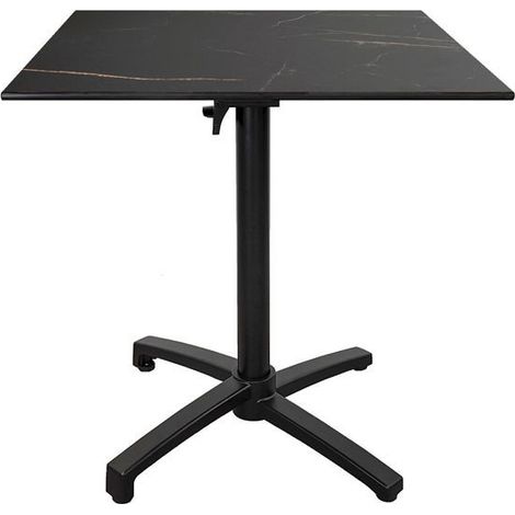 Table terrasse pliable en Compact HPL décor marbre feu 70 x 70