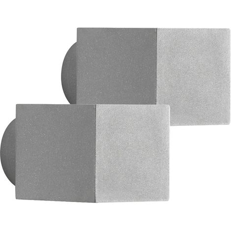 2er-Set Wandleuchten SQUARE grau, Up-/Down-Light, GU9, Höhe 9 cm, IP44 (1/5)