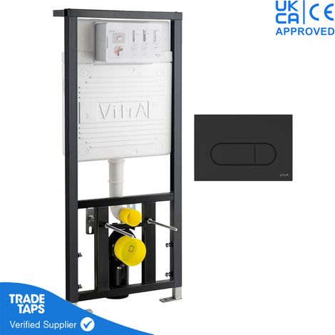 VitrA 1.12cm Cistern Frame with Loop Round Flush Plate - Matt Black