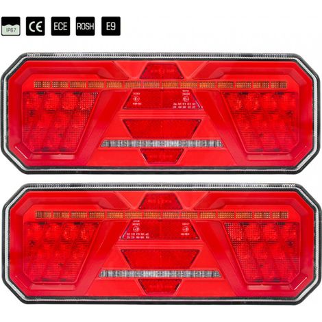 Set (links + rechts) – multifunktionale LED-Rückleuchten mit Laufblinker, Neon-Effekt, 12V/24V, 350 mm x 131 mm x 35 mm