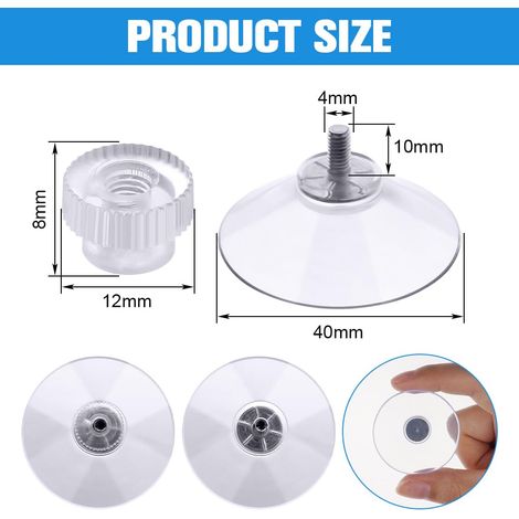 Lot de 20 ventouses avec filetage et écrou moleté, en PVC transparent de Ø40 mm, sans perçage. Crochet à ventouse extra-fort, idéal pour les fenêtres, la voiture, la décoration, la cuisine et la suspe (1/4)