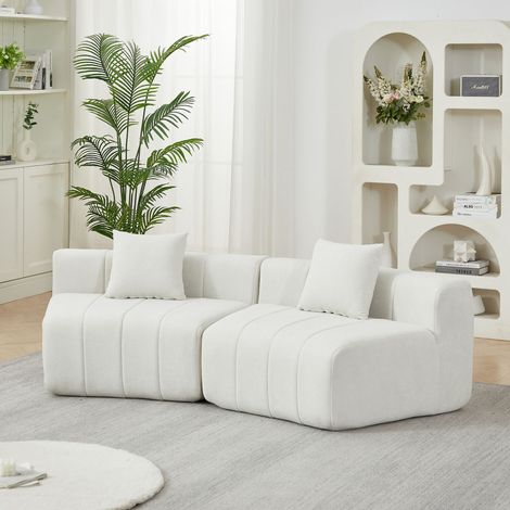 Module de canapé chenille incurvé avec 2 coussins, module de canapé semi-circulaire symétrique incurvé pour chambre à coucher, salon, bureau (pour la détente ou une sieste) (1/5)