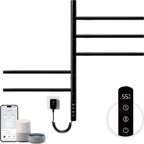 Scaldasalviette elettrico OihPaw 660 x 420 mm, radiatore da bagno con rotazione di 180°, scaldasalviette elettrico, termostato intelligente WiFi per il bagno, funziona con Alexa e Google Home e app (1/5)