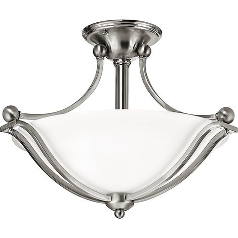 Elstead Bolla - 2 Light Semi Flush Deckenleuchte Nickel gebürstet, E27 (1/4)