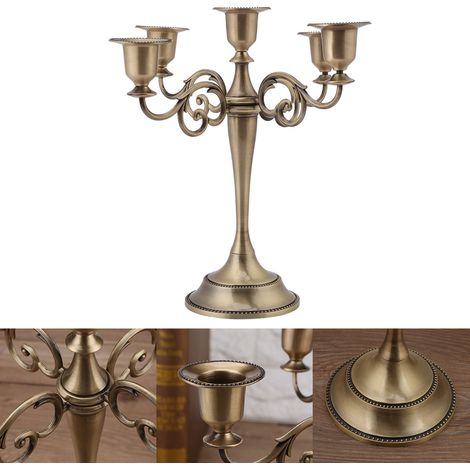 Fünfarmiger Kronleuchter aus Aluminiumlegierung, Kandelaber im europäischen Stil, Hochzeitsleuchter, Wohnaccessoire aus Bronze (1/5)