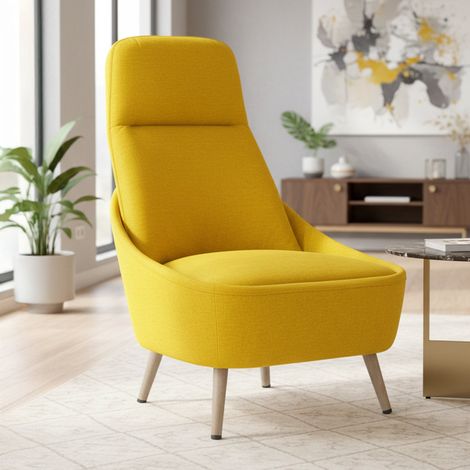 Sedia Azzio, Seduta da attesa per ufficio, Poltrona ergonomica, 77x65h100 cm, Giallo (1/3)