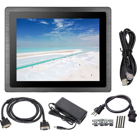 PC industriel tactile 12 pouces écran capacitif, ordinateur intégré quadricœur 64 bits 8G eMMC, prise US 100-240V, panneau mural robuste (1/5)