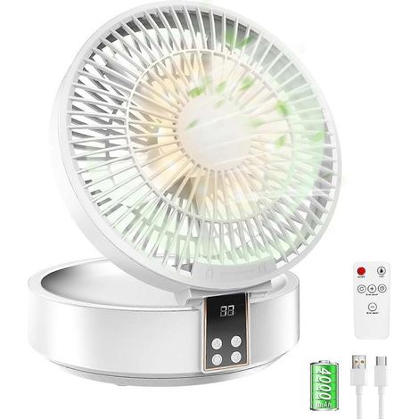 Ventilateur ultra-puissant et silencieux, ventilateur de table portable, ventilateur de bureau rechargeable USB, batterie 4000 mAh, rotation à 120° (1/5)